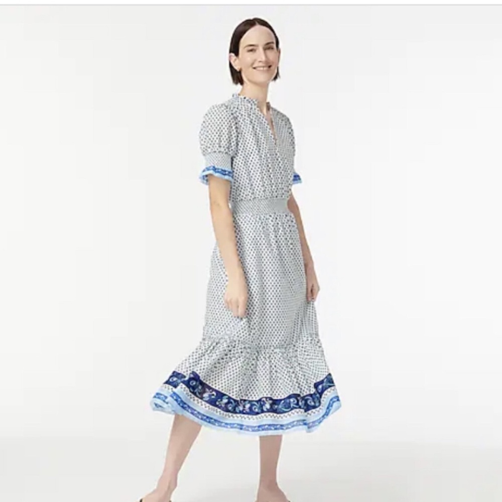 J CREW Smocked Ruffle Dress, Size Small